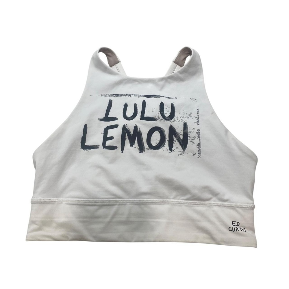 Lululemon x Ed Curtis White Graphic Long Line Sports Bra Crop Top